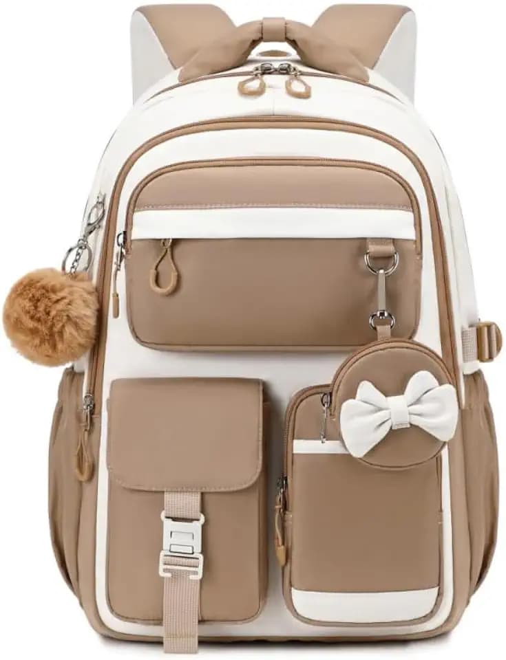 MUSEVOS Kids Teenage Girls Backpack, Elementary/Middle/High Schoolbag, Multi-Compartment Water-resistant Cute Bookbag, 17inch