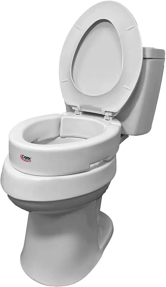 Carex Health Brands Hinged Elongated Toilet Seat Riser, Adds 3.5 Inches of Height to Toilet, 300 Pound Weight Capacity, Raised Toilet Seat, White (FGB32100 0000)