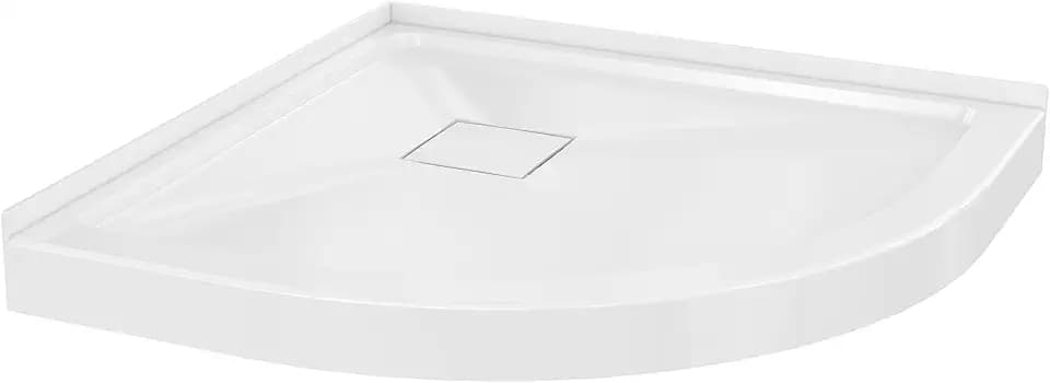 Carlton Marquette 36" x 36" Round Corner Double-Threshold Shower Pan Base with Center Drain in Glossy White