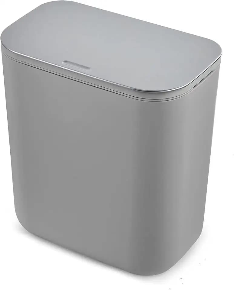 2.4 Gallon/9L Hanging Trash Can with Stainless Steel Lid, Mountable Compost Bin for Kitchen Cabinet Door, Under Sink Food Waste Container for RV, Bathroom, Office