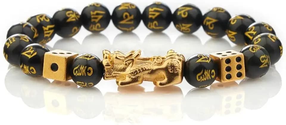 Buddha & Karma Double-Headed Golden Dragon Bracelet – Wealth, Strength & Protection