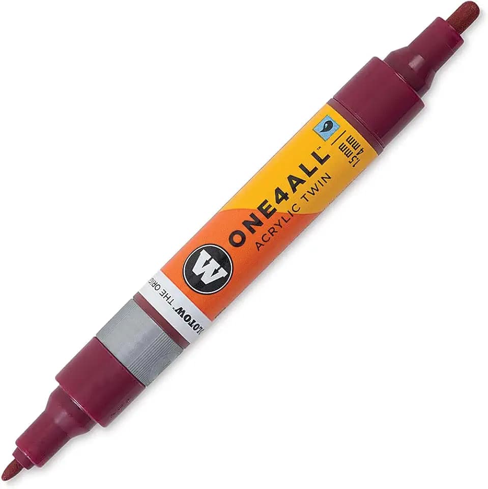 MOLOTOW ONE4ALL Acrylic Twin Pump Marker, 1.5mm and 4mm Nibs, Burgundy, 1 Each (227.404)