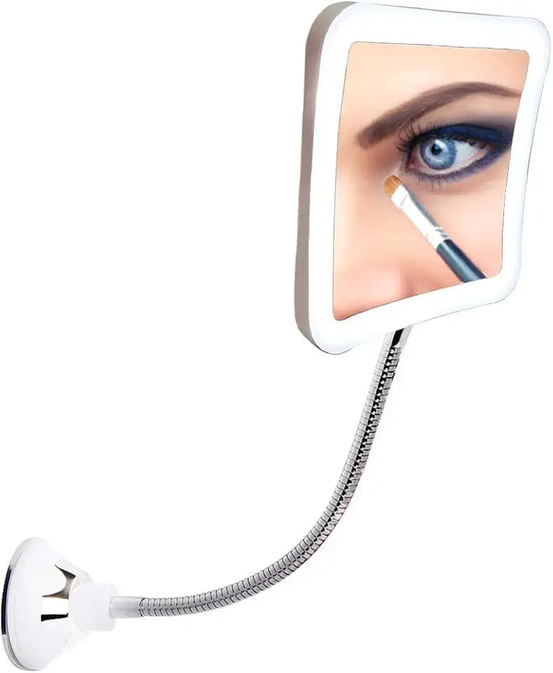 SunplusTrade Makeup Mirror with LED Lights and 7X Magnification, Portable Cordless Design Suction Cup Mirror for Home and Travel with Flexible Gooseneck to Adjust to Any Position Easily