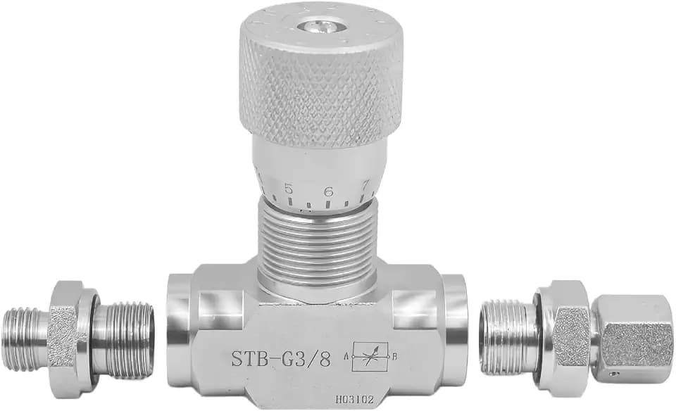 Hydraulic Flow Control Valve 3/8" STB-G3/8 L08, M14 Thread Bidirectional Restrictor, Replacement Part for 1-2 Ton Mini Excavator