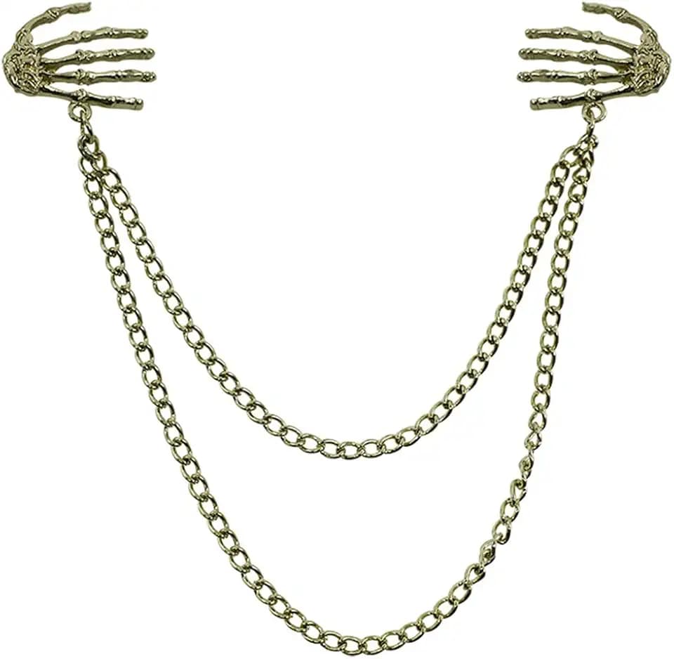 Vintage Skull Hands Brooch Pin for Women Men