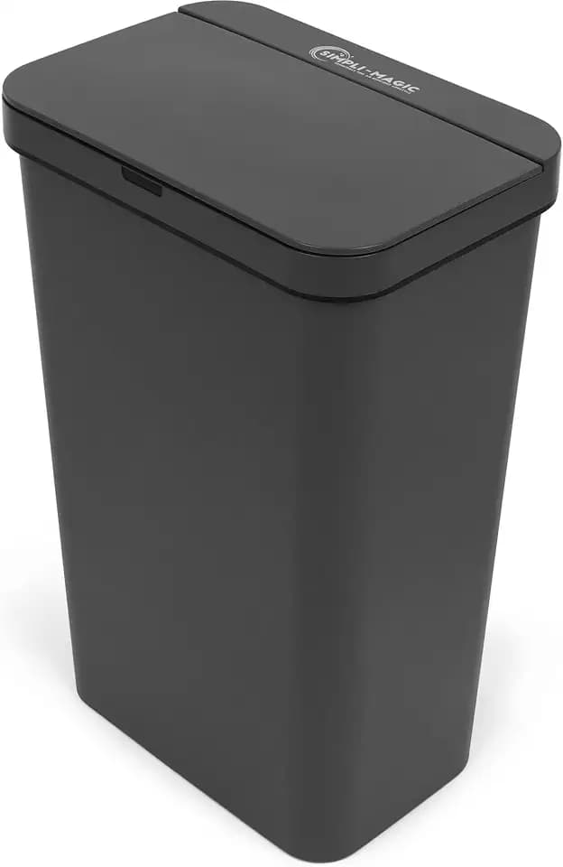 SIMPLI-Magic 13.2 Gallon / 50 Liter Rectangle Kitchen Sensor Trash Can, Touchless Automatic Kitchen Garbage Bin with Soft-Close Lid, Gray