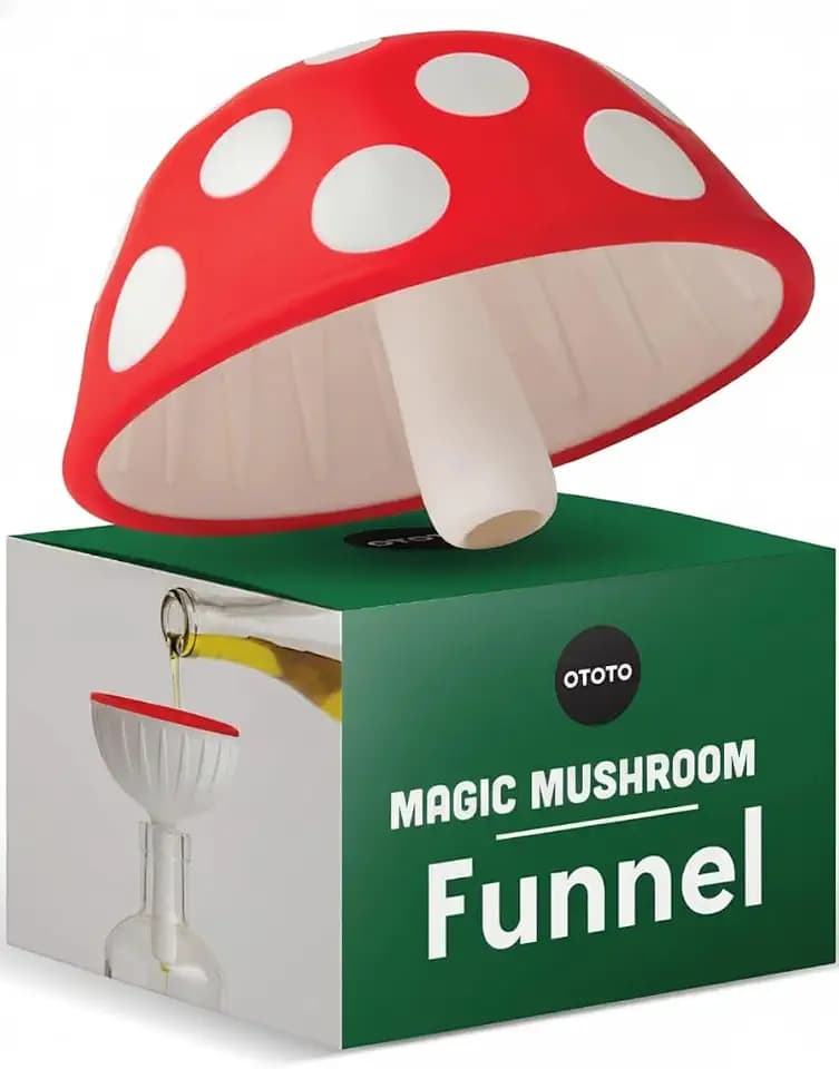 OTOTO Mushroom - Foldable Small Kitchen Funnel with Wide Mouth for Jars. Bottle Liquid Transfer - Silicone, 100% Food Safe, BPA Free, Dishwasher Safe