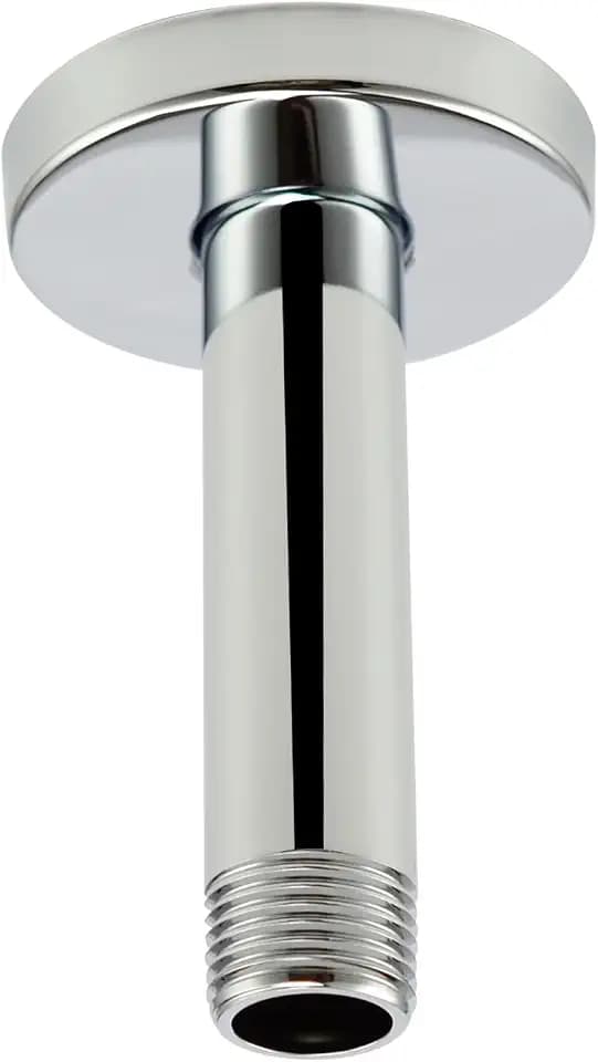 Purelux Ceiling Mount Shower Arm 4 Inches Made of Stainless Steel for Rainfall Showerhead, Chrome Finish with Gasket Flange