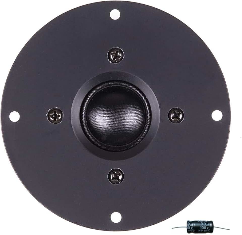 MASTER AUDIO 1 RSQ802 Kalottenhochtöner schwarz 100 Watt rms 200 Watt max 10 cm 100 mm 4" Impedanz 8 Ohm 25 mm Spule Ultra Slim für Homeparty, 1 Stück + gratis Kondensator