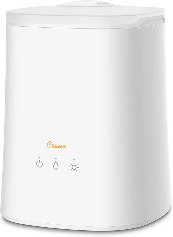 Crane Top Fill Ultrasonic Cool Mist Humidifier for Bedroom and Large Rooms, 1.2 Gallon Essential Oil Diffuser with Nightlight and Auto Shut-Off