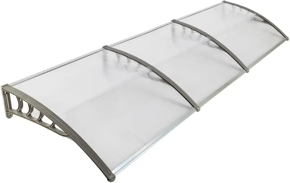 120" x 38" Door Awning for Outside, Polycarbonate Porch Canopy with ABS Brackets, Outdoor Entryway Cover for Rain Snow UV Protection, Front Window Shelter for Patio Use