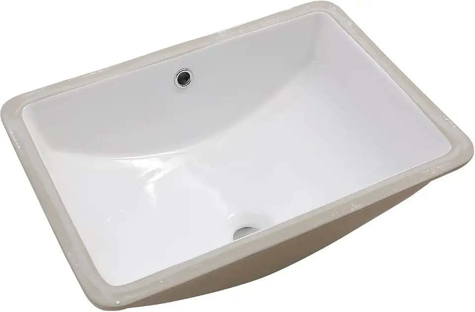 Sarlai Undermount Bathroom Sink - 21 x 14 inch Rectangular Vessel Sink Undermount Modern White Ceramic Rectangle Sink, Vanity Sink Art Basin with Overflow, Interior Bowl Size 18.3"x12.5"x6"