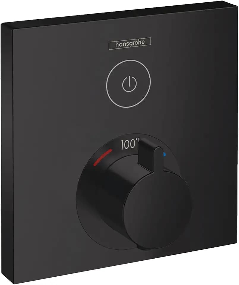 hansgrohe ShowerSelect Modern Thermostatic Shower Valve Trim with Temperature Control in Matte Black, 15762671
