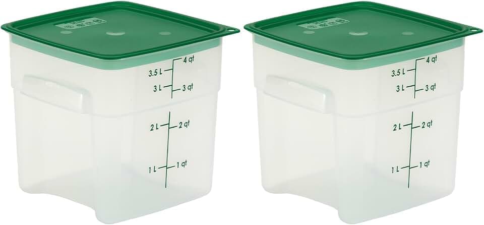 Cambro Food Storage Containers with Lids (Microwave Safe and BPA-Free) - 4 QT (Quart) Square Food Storage Container with Lid (2 Pack)