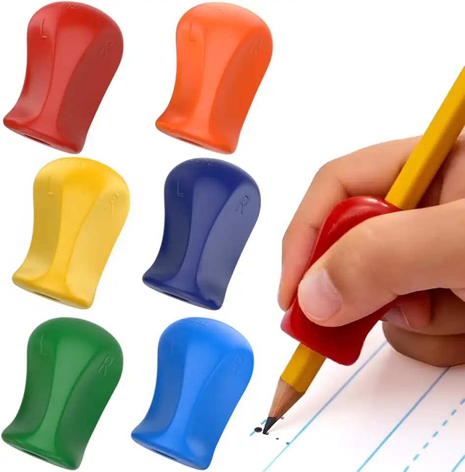 The Pencil Grip Original Pencil Grippers 6 Pcs, Improves Kids Handwriting, Ergonomic Pen Holder for Righties & Lefties, Ideal for Kids, Toddlers, Adults, Writing Tool with Finger Cushion