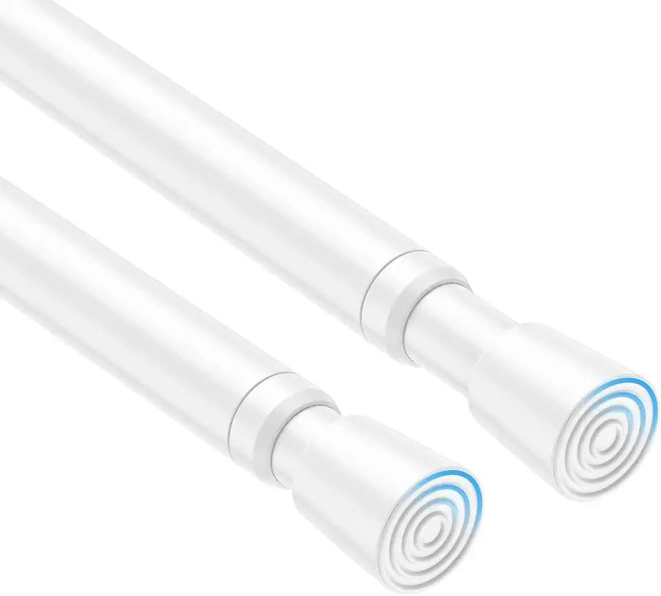2 Complete Spring Tension Curtain Rods (6 Sections Total) - 33 to 59 Inches, Adjustable Curtain Rods No Drilling Spring Loaded Curtain Rods for Windows Doors, White