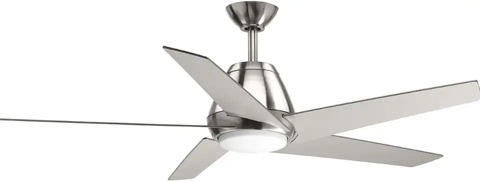 Progress Lighting P2582-0930K Protruding Mount, 5 Silver Blades Ceiling fan with 18 watts light, Brushed Nickel