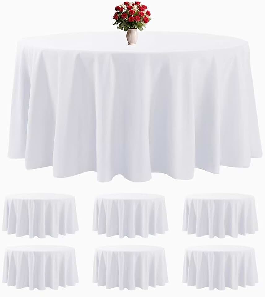 Bailarina 6 Pack White Round Tablecloths 120 Inches Table Cloth
