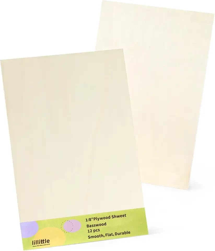 12 Pack Basswood Plywood Sheets 12"x16"x1/8", Basswood for Laser Cutting