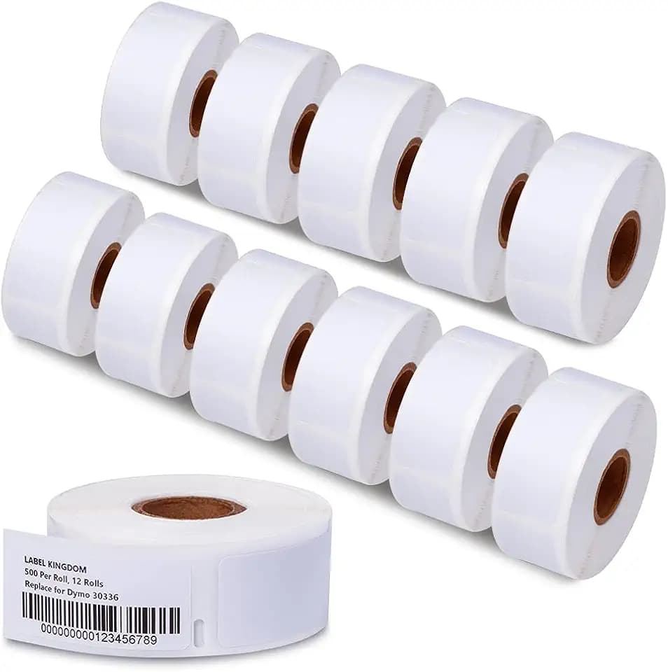 Label KINGDOM 12 Roll Compatible with Dymo 30336 1" x 2-1/8" Barcode Label