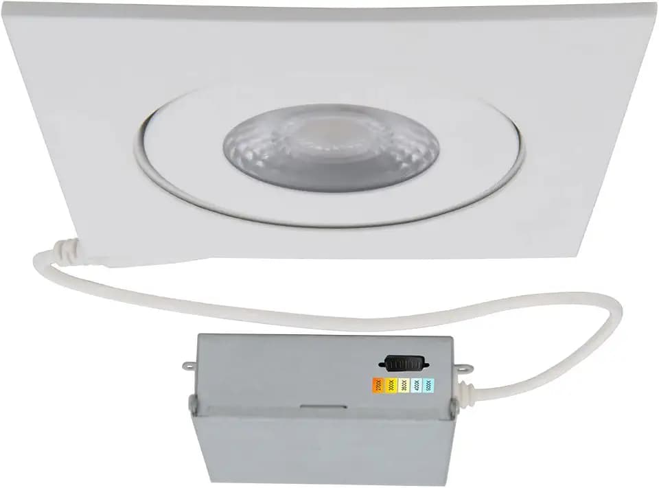 WAC Lighting Lotos 4in LED Square Adjustable Recessed Light 5-CCT Selectable 9W 700 Lumens IC-Rated Airtight 120V-277V Universal in White