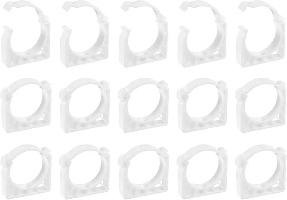 uxcell 12Pcs PPR Water Pipe Clamps, Plastic U Shaped Pipe Clamps Clips with Fixing Clip Fit for 50mm/1.97" OD Water Pipes and Tubing Hoses Support, White