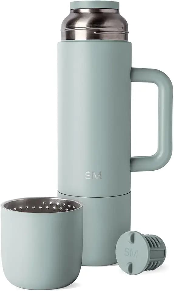 Simple Modern 36oz Insulated Hot Beverage Bottle with 2 Mugs | Travel Coffee Thermos for Hot Drinks | Twist and Pour Top | Commute, Travel, and Picnic Friendly | Roam Collection | Sea Glass Sage