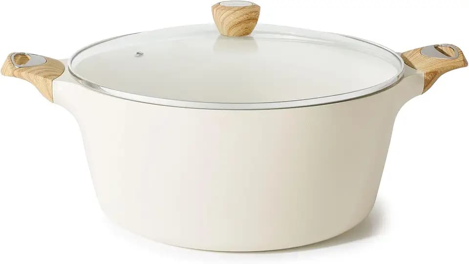 SENSARTE Ceramic Nonstick Pot, Stock Pot with Lid, Pasta Pot, 11 QT, White