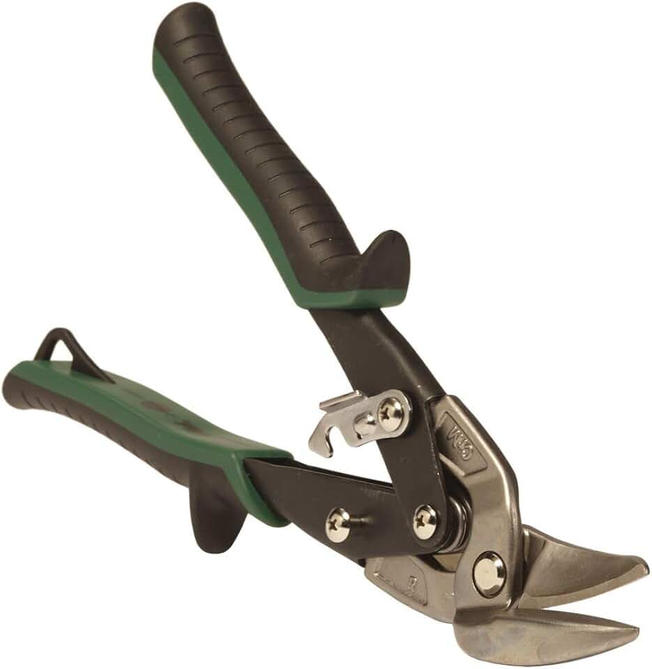 Malco AV7 Offset Aviation Snips (Right Cut- Green Grip) – Power-Fit Ergonomic Hand Grips, Compound Action Sheet Metal Shears, Non-Slip Grip, Hardened Steel Blades