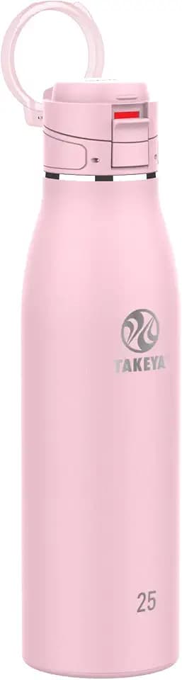 Takeya Traveler Stainless Steel Travel Coffee Mug with Flip-Lock Lid (25 oz, Blush)- Leakproof Insulated Mug for Coffee & Tea