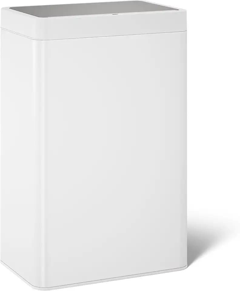 Kohler 23825-STW 13-Gallon Touchless White Stainless Steel Trash Can, Hands-Free Motion Sensor Lid, Durable, Fingerprint-Resistant, Easy to Clean, K-23825-STW