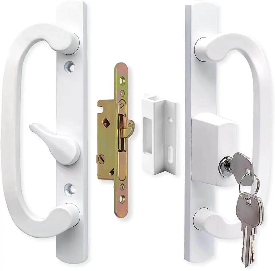 ALLYWASAI 46-02 Offset Latch Sliding Patio Door Handleset Fits 3-15/16" H.C