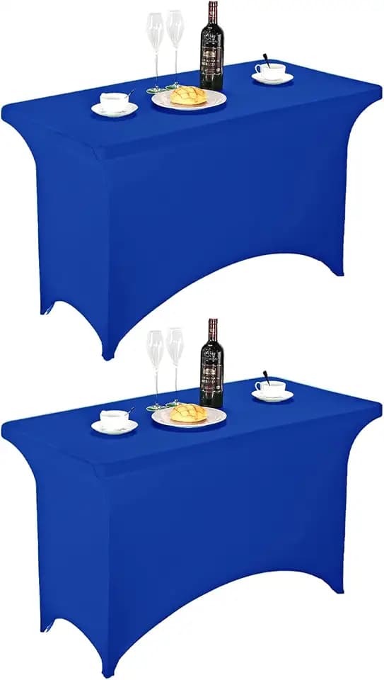 FORLIFE 2Pack Spandex Table Covers,Fitted Tablecloth for Rectangular Tables, Stretch Patio Table Covers, Universal Spandex Table Cover for Wedding, Banquet, Party (4ft, Royal)
