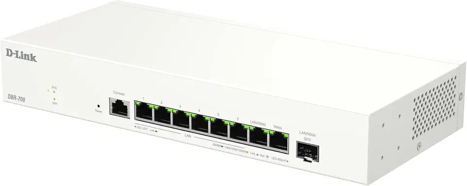 D-Link DBR-700 Business-Router – 2,5G Dual-WAN, Load Balancing & Failover, VPN (IPSec, WireGuard, OpenVPN, PPTP, L2TP), SPI-Firewall, SFP-Port, Zentrales AP-Management für bis zu 15 APs
