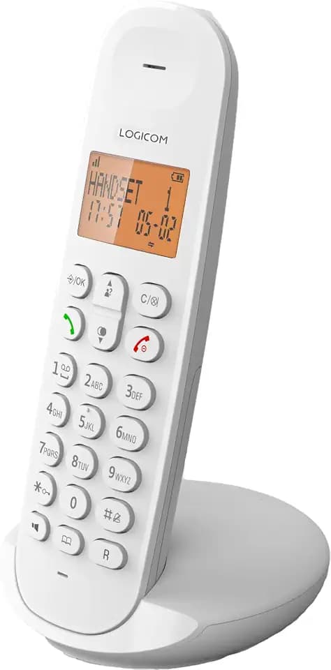 Logicom ILOA 150 DECT Schnurlostelefon – Freisprechfunktion – Großes 4-Zeilen Display – 300 m Reichweite – 7h Gesprächszeit – 90h Standby – Weiß