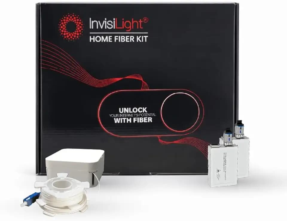 InvisiLight Heimfaser-Kit: kabelgebundenes Internet dort, wo Sie es brauchen - Erstellen Sie eine fast unsichtbare Kabelverbindung für WLAN, Spiele und mehr - 0,6 mm ultradünne Faser