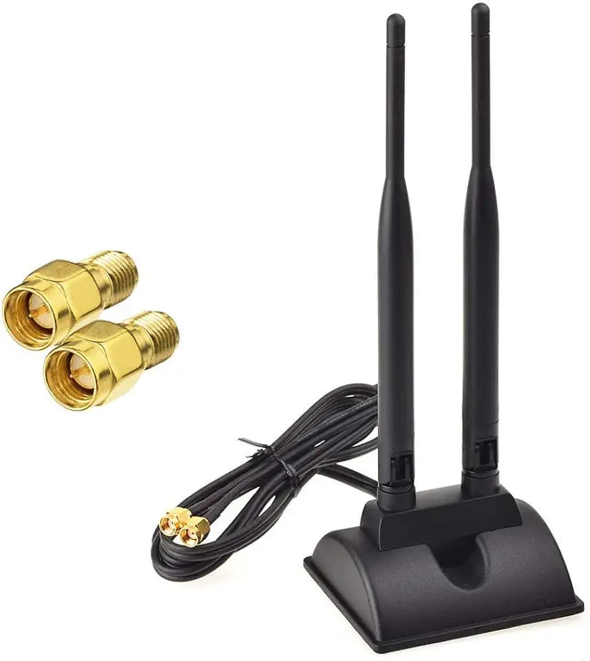 Eightwood WiFi Antenne 2.4G / 5.8G Dual Frequency Magnetic 6dBi RP-SMA Adapter 2m Verlängerungskabel für WLAN PCI WiFi Karten Wirelesse Router Bluetooth TP-Link Dlink MEHRWEG