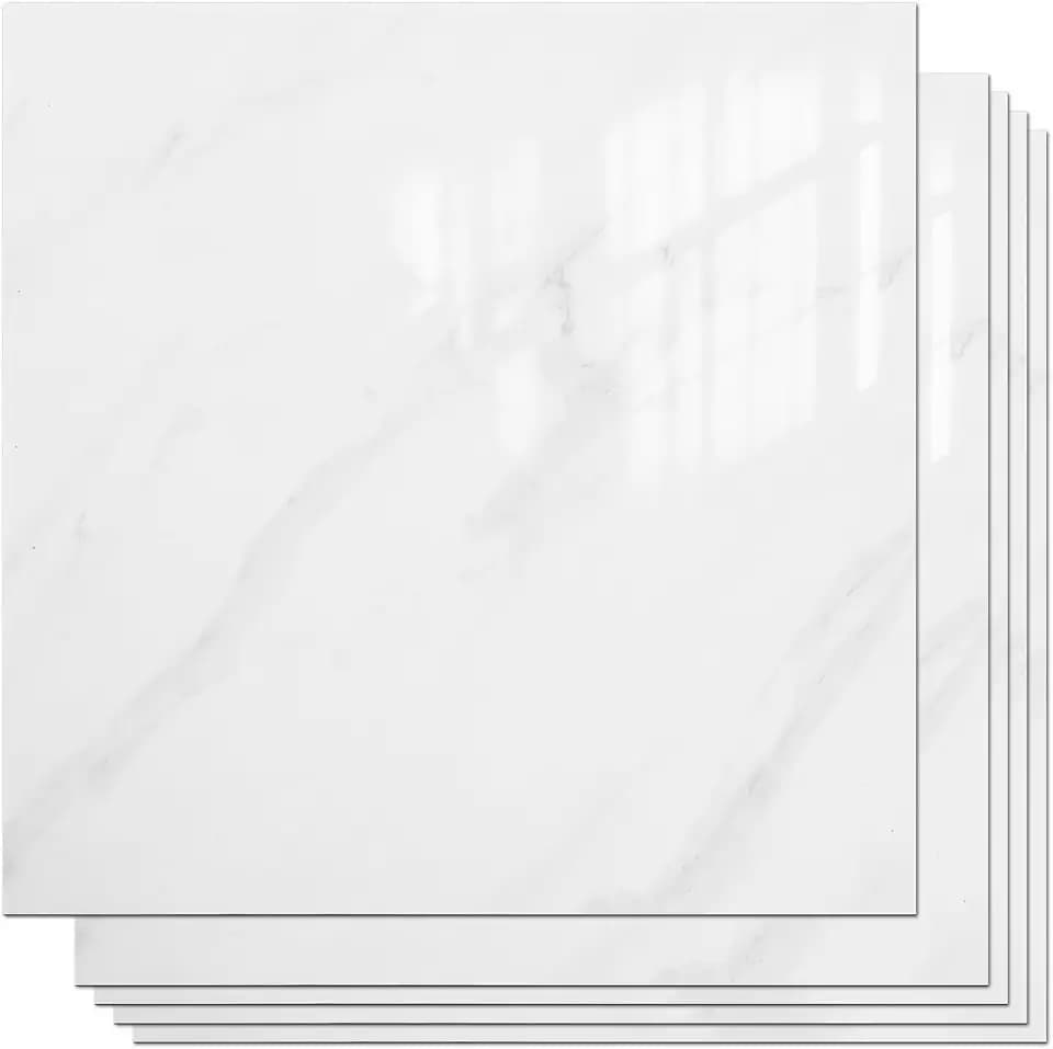 VallisCo Peel and Stick Backsplash Tiles 20 Sheets 12''x12'' PVC Self Adhesive Wall Tiles Back Splash Wall Panels Stick on Backsplash for Kitchen Bathroom Laundry Room, White