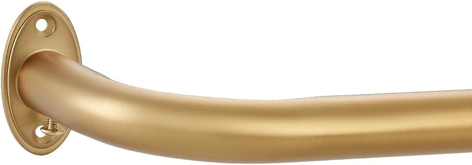 Room Darking Curtain Rod, 28-116 Inch Adjustable Window Curtain Rods Wrap Around 1inch Diameter Single Splicing Curtain Rod, Warm Gold