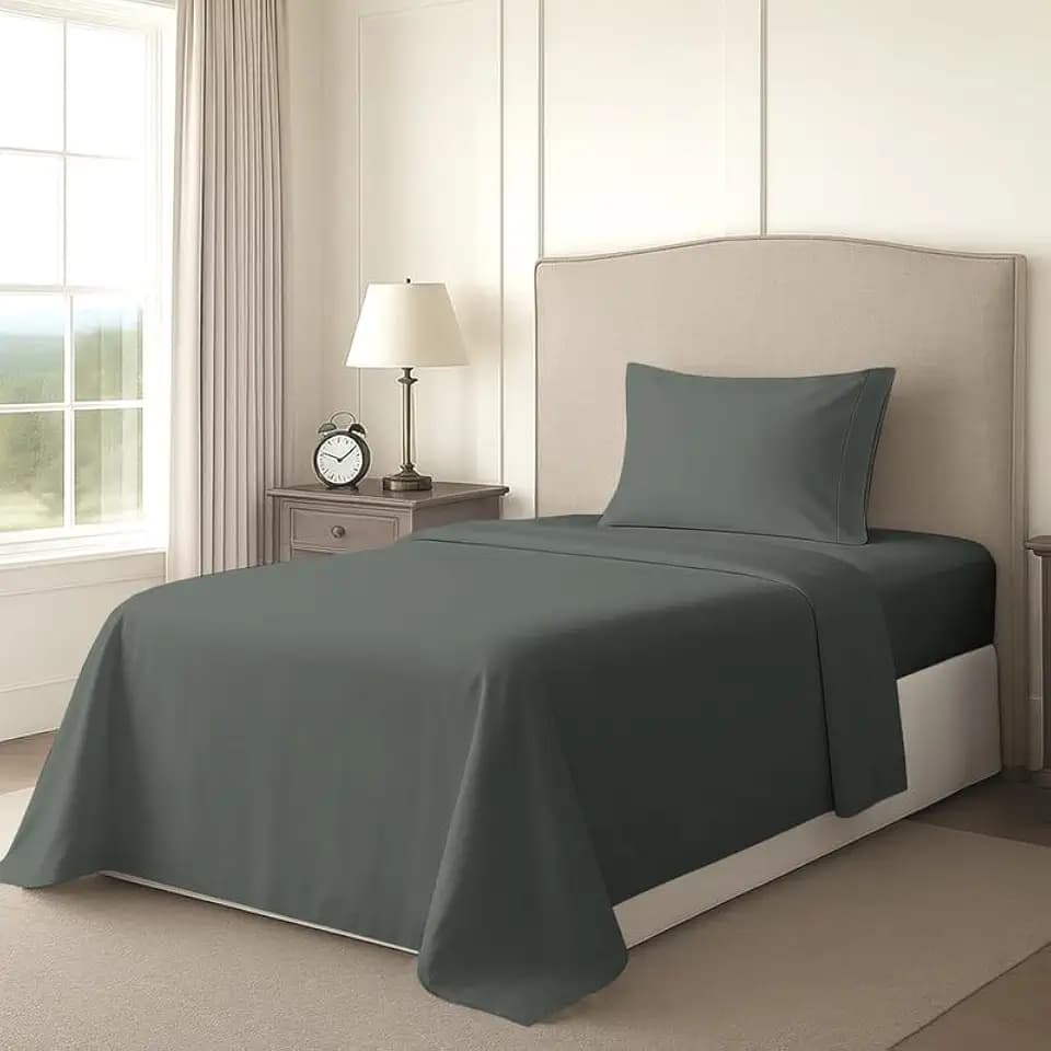 Pizuna Cotton Twin Sheet Set 1000 Thread Count, Dark Grey