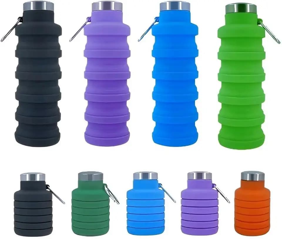 Collapsible Water Bottles 4 pack 17oz (Black+Purple+Blue+Green)