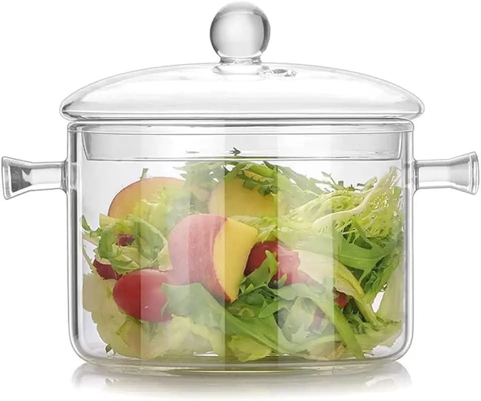 1.4L/47oz Glass Cooking Pot, Glass Saucepan with Double-Handled Pot