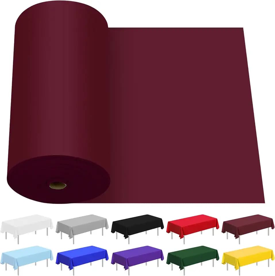 Plastic Table Cloth,500 Feet X 54 Inch Plastic Table Cover Roll Premium Disposable Tablecloth for Picnic, Party, Banquet, Birthday, Wedding, Anniversary (Burgundy)