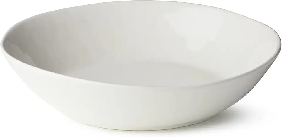 Linen Cream Stoneware Pasta Serving Bowl 128 oz – 13"x3" Oversized Neutral Glazed Bowl for Pasta, Salads, Entrees & Family Meals – Modern Farmhouse Style, Durable Stoneware Serveware