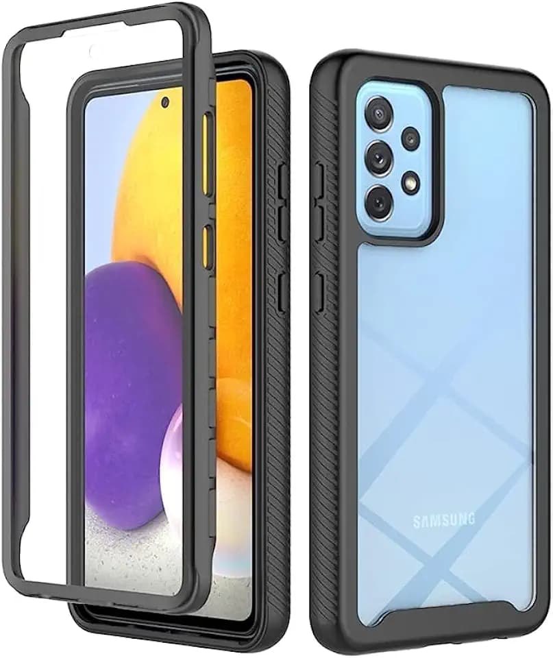 Transparent Hülle für Samsung Galaxy A52 4G, 360 Grad Schutz Design, integrierter Bildschirmschutz, Ultra dünn aus Silikon TPU vorne und robustem PC Premium Cover.Schwarz