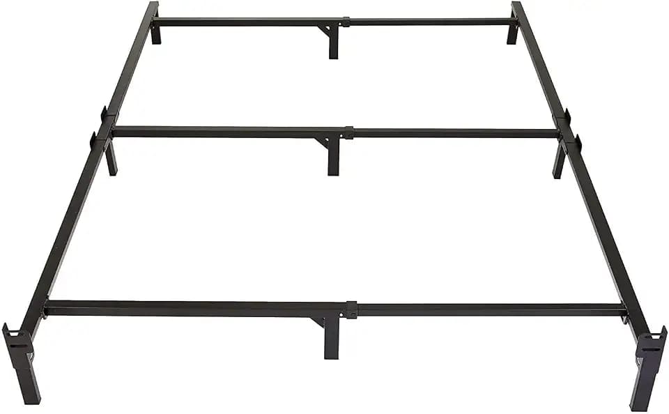 Amazon Basics Metal Bed Frame, 9-Leg Support Base for Box Spring and Mattress, King-Size, Tool-Free Easy Assembly, 79.6" x 76" x 7", Black