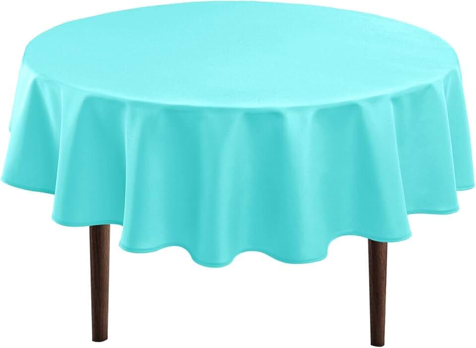 Hiasan Round Tablecloth, 70 Inch, Aqua, 1 Pack