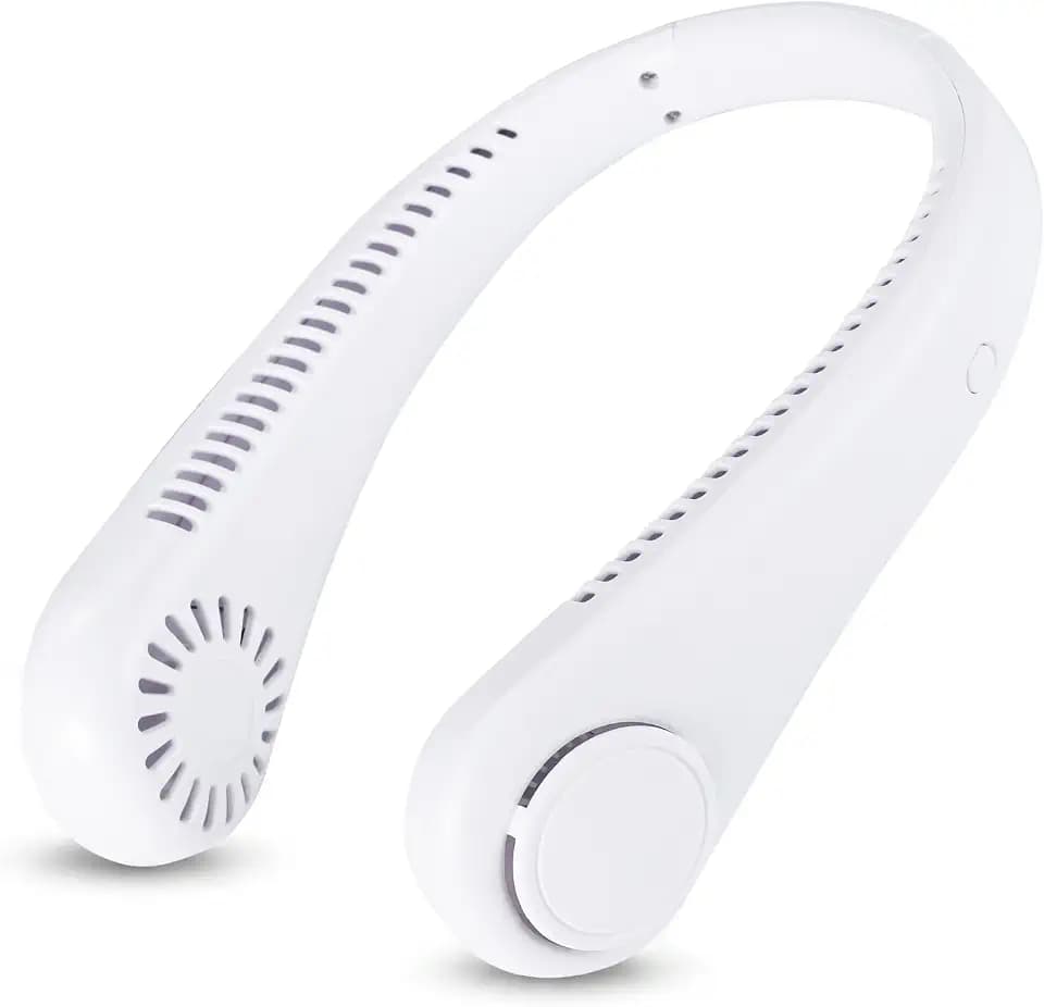 Brookstone - Rechargeable Neck Fan with LED Light and 3 Cooling Speeds
