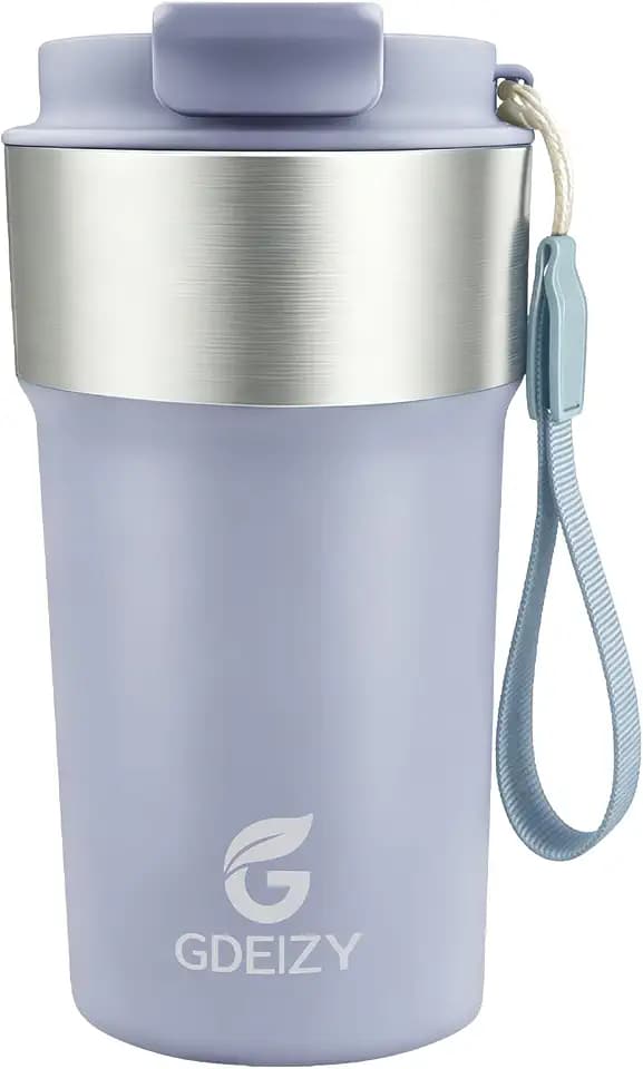 Insulated Travel Coffee Mug, 17oz Stainless Steel Leakproof Flip Straw Cup