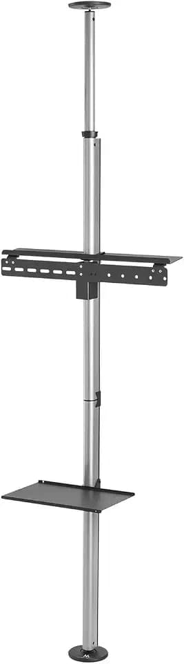 Maclean MC-791N TV Halterung mit Ablage Decken-Bodenbefestigung Teleskophalter OLED QLED LCD LED Plasma Fernseher 37-70 Zoll max. VESA 600x400 bis 30kg